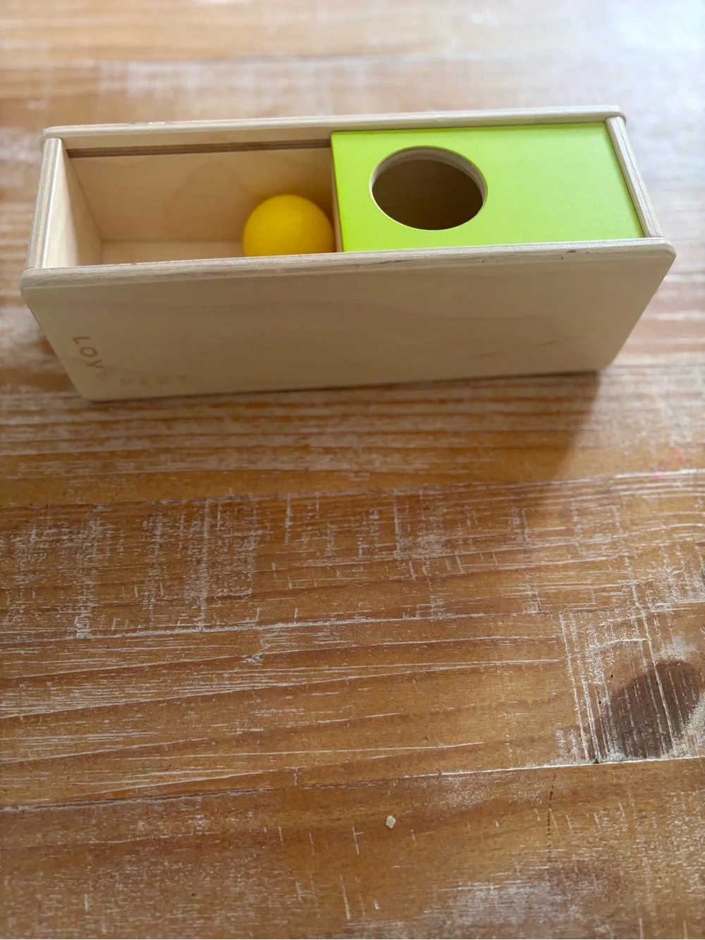 LOVEVERY Wooden Slide Top Drop Box Object Permanence Montessori Educational Toy
